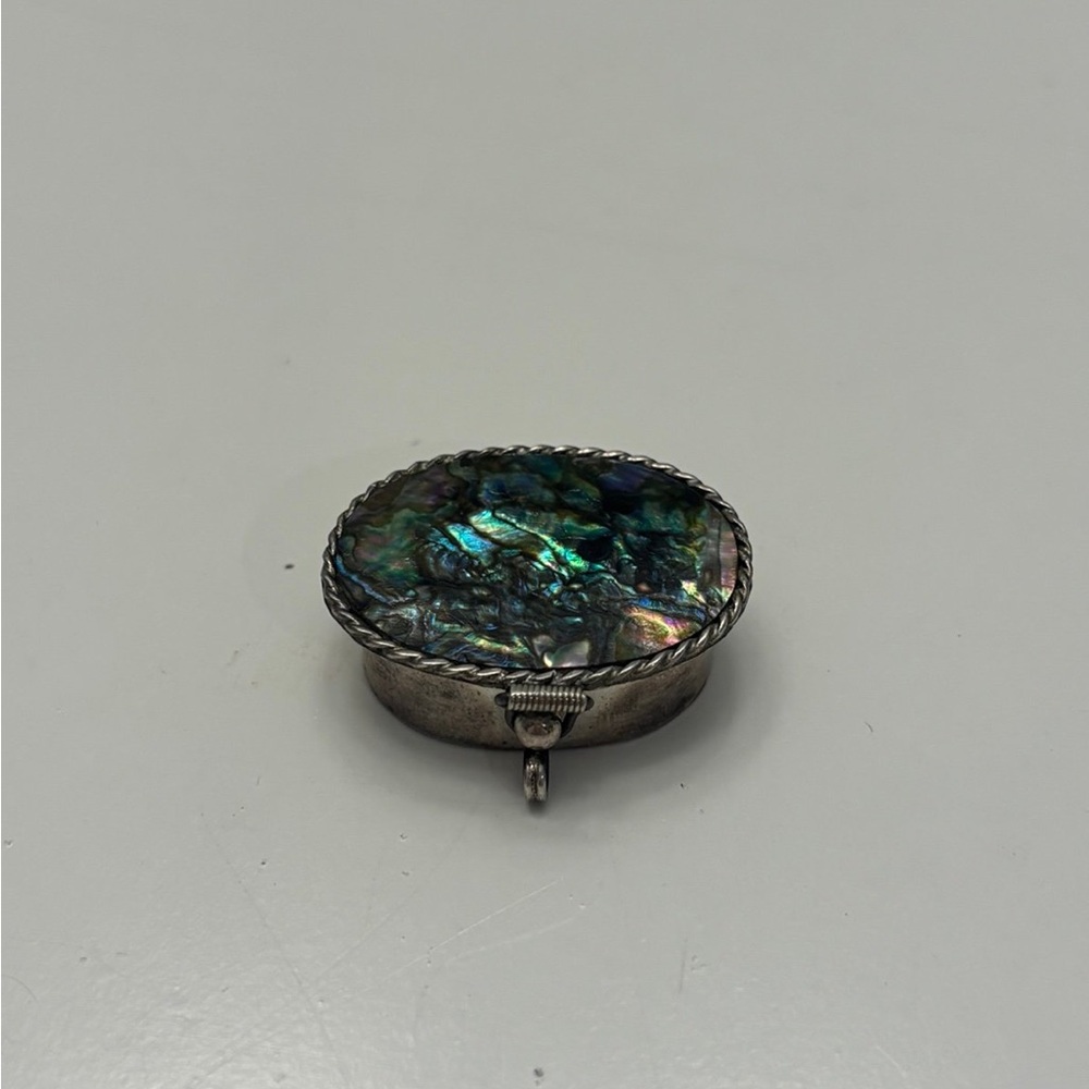 Oval shaped mini silver plated pill box